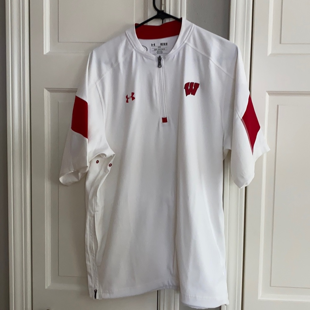 Under Armour white Wisconsin loose fit shirt.
